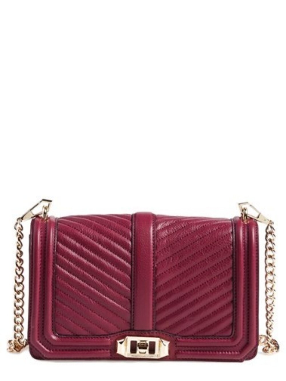 Rebecca Minkoff Quilted Burgundy Crossbody with Gold Chain